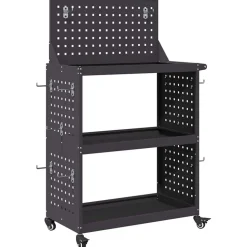 vidaXL Værktøjsvogn med hylde Sort 65 x 35 x 111 cm Koldvalset stål
