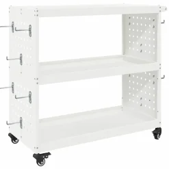 vidaXL Værktøjsvogn med hylde Hvid 75 x 35 x 73 cm Koldvalset stål