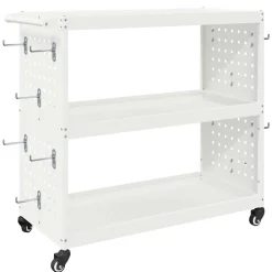 vidaXL Værktøjsvogn med hylde Hvid 75 x 35 x 73 cm Koldvalset stål