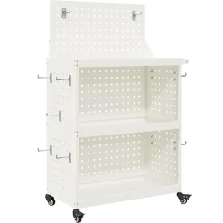 vidaXL Værktøjsvogn med hylde Hvid 65 x 35 x 111 cm Koldvalset stål