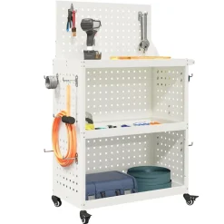 vidaXL Værktøjsvogn med hylde Hvid 65 x 35 x 111 cm Koldvalset stål
