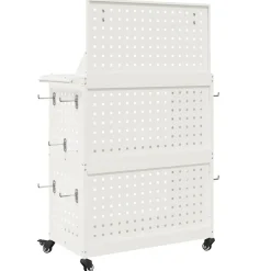 vidaXL Værktøjsvogn med hylde Hvid 65 x 35 x 111 cm Koldvalset stål