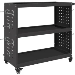 vidaXL Værktøjsvogn med hylde Sort 75 x 35 x 73 cm Koldvalset stål