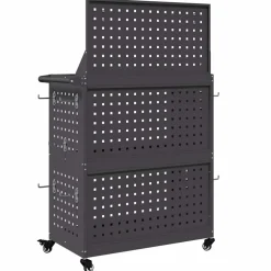 vidaXL Værktøjsvogn med hylde Sort 65 x 35 x 111 cm Koldvalset stål