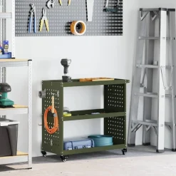vidaXL Værktøjsvogn Oliven grøn 75 x 35 x 73 cm Koldvalset stål