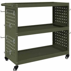 vidaXL Værktøjsvogn Oliven grøn 75 x 35 x 73 cm Koldvalset stål