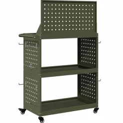 vidaXL Værktøjsvogn Oliven grøn 65 x 35 x 111 cm Koldvalset stål