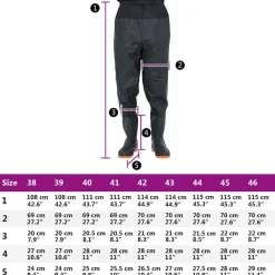 vidaXL waist waders med støvler str. 38 sort