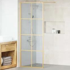 vidaXL Walk-in brusevæg Guld 80 x 195 cm hærdet glas