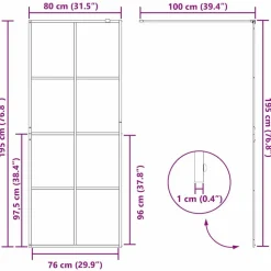 vidaXL Walk-in brusevæg Guld 80 x 195 cm hærdet glas