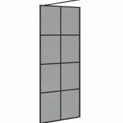 vidaXL Walk-in brusevæg Sort 80 x 195 cm hærdet glas