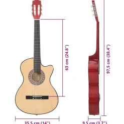 vidaXL western akustisk guitarsæt 12 dele med 6 strenge 38