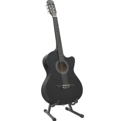 vidaXL western-guitarsæt 12 dele med equalizer og 6 strenge sort