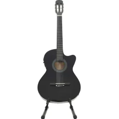 vidaXL western-guitarsæt 12 dele med equalizer og 6 strenge sort