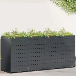 vidaXL Wheelie Bin Opbevaring til 4 Affaldscontainere Antracit