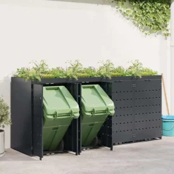 vidaXL Wheelie Bin Opbevaring til 4 Affaldscontainere Antracit