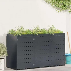 vidaXL Wheelie Bin Opbevaring til 3 Affaldscontainere Antracit