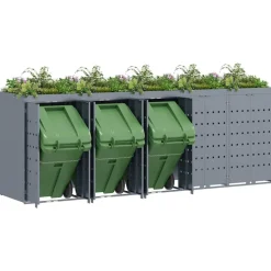 vidaXL Wheelie Bin Opbevaring til 5 Affaldscontainere Lysegrå