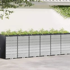 vidaXL Wheelie Bin Opbevaring til 3 Affaldscontainere Antracit Stål