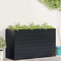 vidaXL Wheelie Bin Opbevaring til 3 Affaldscontainere Sort