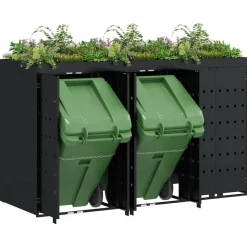 vidaXL Wheelie Bin Opbevaring til 3 Affaldscontainere Sort