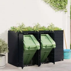 vidaXL Wheelie Bin Opbevaring til 3 Affaldscontainere Sort