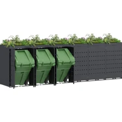 vidaXL Wheelie Bin Opbevaring til 6 Affaldscontainere Antracit