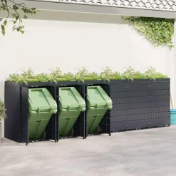 vidaXL Wheelie Bin Opbevaring til 6 Affaldscontainere Antracit