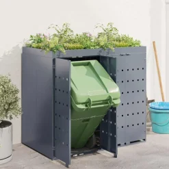 vidaXL Wheelie Bin Opbevaring til 2 Affaldscontainere Lysegrå