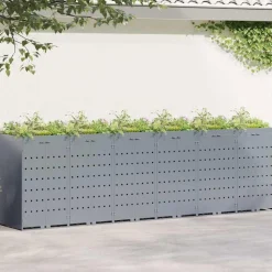 vidaXL Wheelie Bin Opbevaring til 6 Affaldscontainere Lysegrå