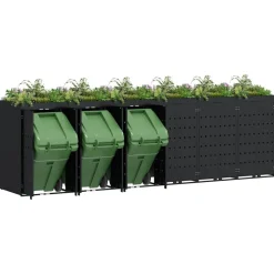 vidaXL Wheelie Bin Opbevaring til 6 Affaldscontainere Sort