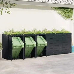 vidaXL Wheelie Bin Opbevaring til 6 Affaldscontainere Sort