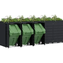 vidaXL Wheelie Bin Opbevaring til 5 Affaldscontainere Sort
