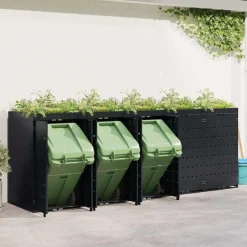 vidaXL Wheelie Bin Opbevaring til 5 Affaldscontainere Sort