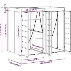 vidaXL Wheelie Bin Opbevaring til 2 Affaldscontainere Sort