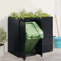 vidaXL Wheelie Bin Opbevaring til 2 Affaldscontainere Sort