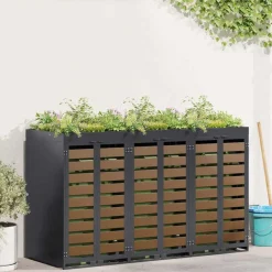 vidaXL Wheelie Bin Opbevaring til 3 Affaldscontainere Antracit Stål