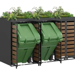 vidaXL Wheelie Bin Opbevaring til 3 Affaldscontainere Antracit Stål