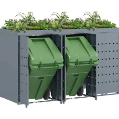vidaXL Wheelie Bin Opbevaring til 3 Affaldscontainere Lysegrå