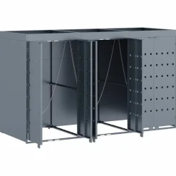 vidaXL Wheelie Bin Opbevaring til 3 Affaldscontainere Lysegrå