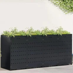 vidaXL Wheelie Bin Opbevaring til 4 Affaldscontainere Sort