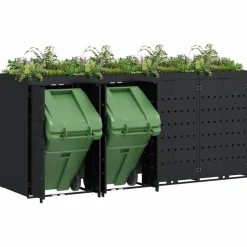 vidaXL Wheelie Bin Opbevaring til 4 Affaldscontainere Sort