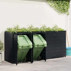 vidaXL Wheelie Bin Opbevaring til 4 Affaldscontainere Sort